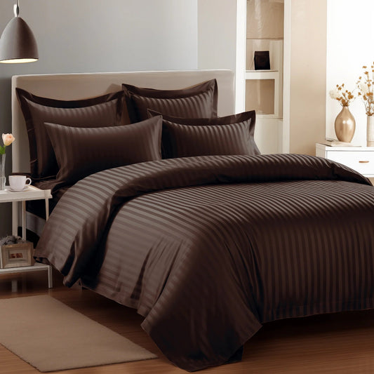 Елегантен двоен спален комплект от памучен сатен, 4 части с ластик с код AT-026