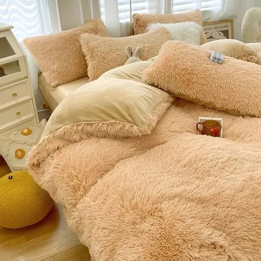 Луксозен плюшен спален комплект в двоен размер  с код EL-09