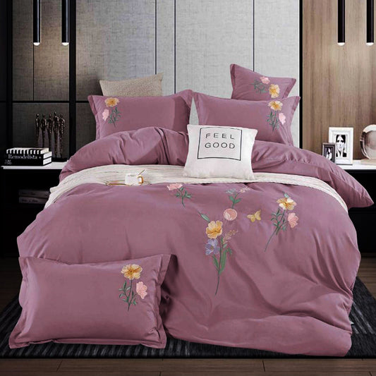 Луксозен комплект с бродерия от 100% памук, 4 части с код XH-12