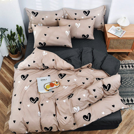 Единично спално бельо с удобен чаршаф с ластик, 100% памук в 4 части с код YE-18