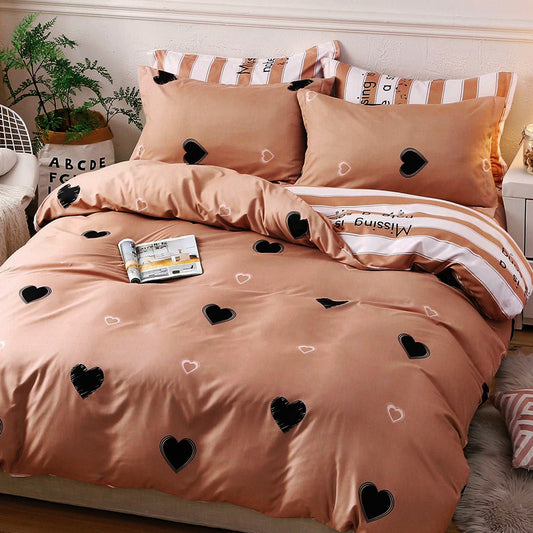 Единично спално бельо с удобен чаршаф с ластик, 100% памук в 4 части с код YE-28