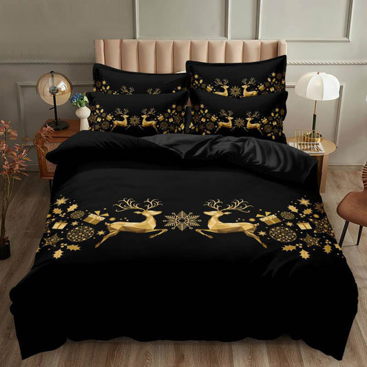 Коледно спално бельо, 100% памук, 6 части, двулицево с код K-17