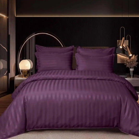 Елегантен двоен спален комплект от памучен сатен, 4 части с ластик с код AT-042