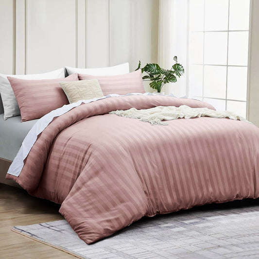 Елегантен двоен спален комплект от памучен сатен, 4 части с ластик с код AT-56