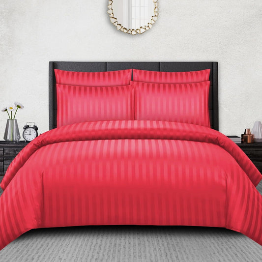 Елегантен двоен спален комплект от памучен сатен, 4 части с ластик с код AT-01