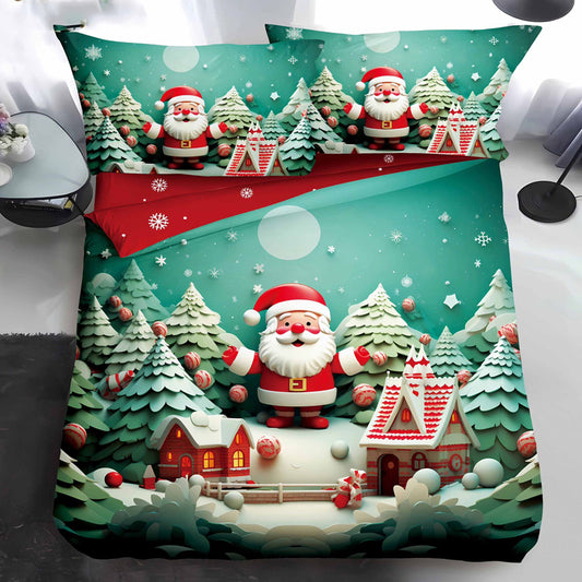 Единично коледно спално бельо от 100% памук в 4 части с код QY-17
