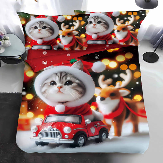 Единично коледно спално бельо от 100% памук в 4 части с код QY-18