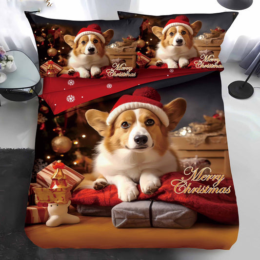 Единично коледно спално бельо от 100% памук в 4 части с код QY-29