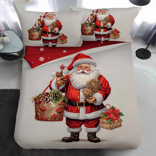 Единично коледно спално бельо от 100% памук в 4 части с код QY-40