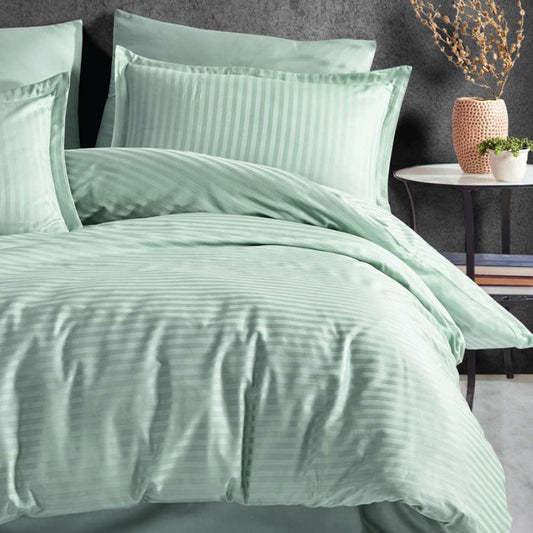 Елегантен двоен спален комплект от памучен сатен, 4 части с ластик с код AT-142